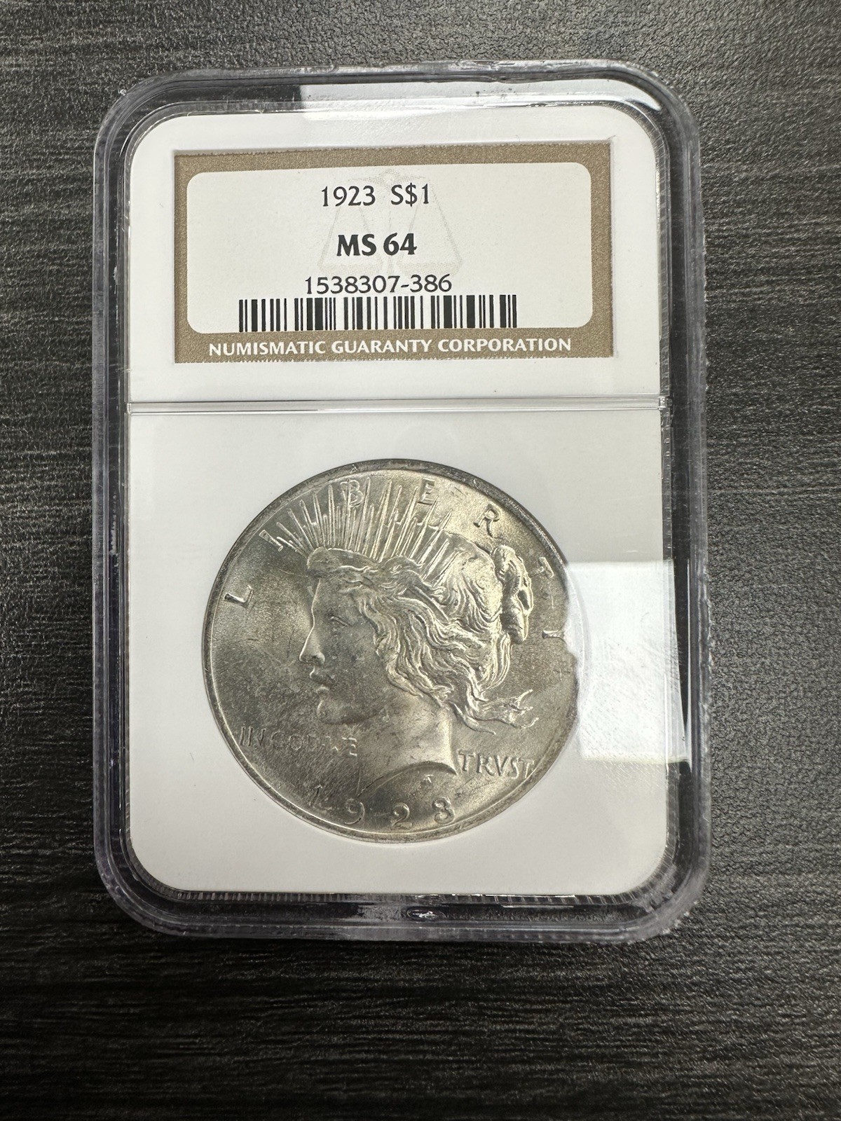 1923 NGC MS 64 Peace Silver Dollar United States of America $1 Coin -C19