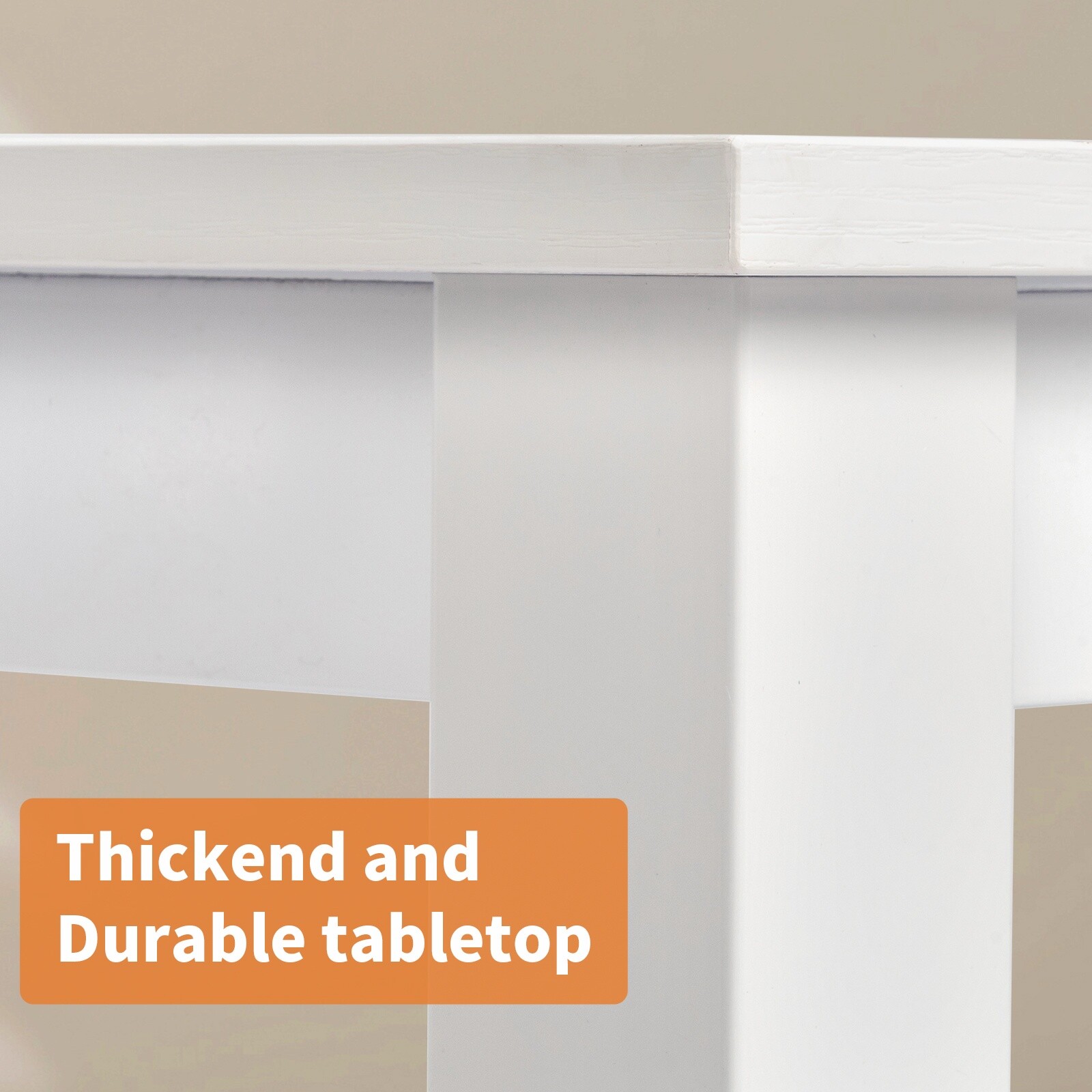 Simple Computer Desk - Portable, White, Steel White Frame & Adjustable Foot Pad