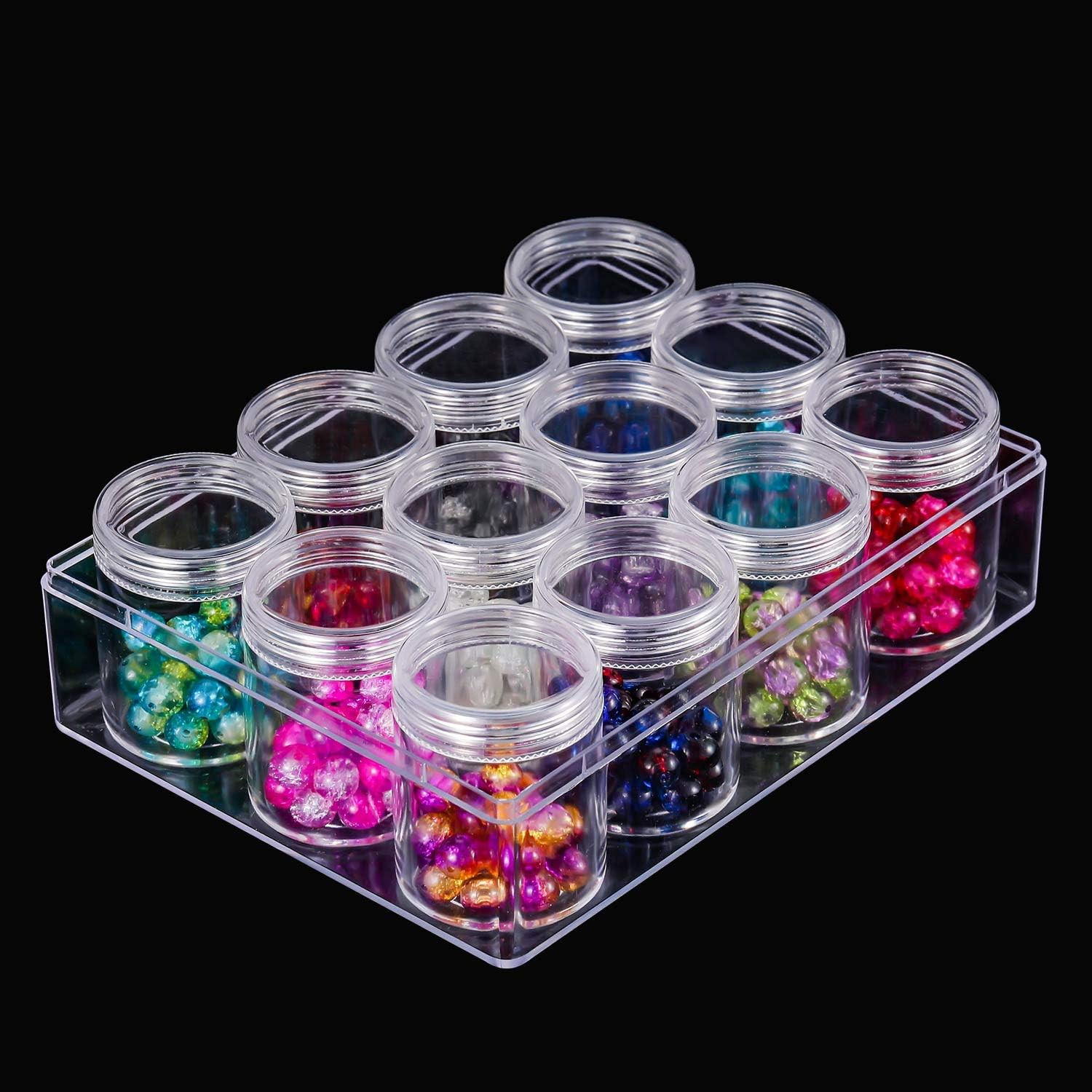Clear Bead Organizer Small Bead Storage Containers Set 12 Pieces Plastic Storage