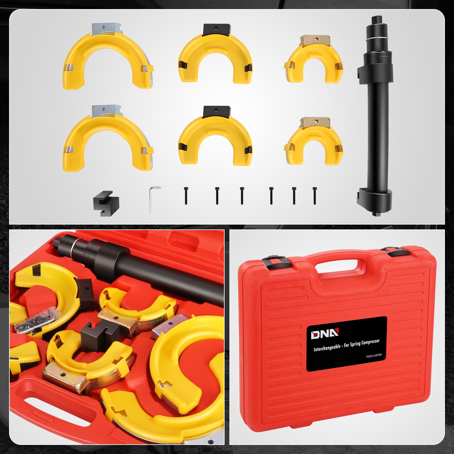 Interchangeable Universal Fork Strut Coil Spring Compressor Extractor Tool Kit