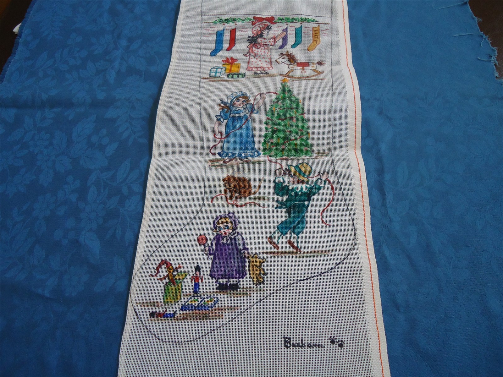 Handpainted Needlepoint Christmas Stocking Old Fashion Christmas B Loftus