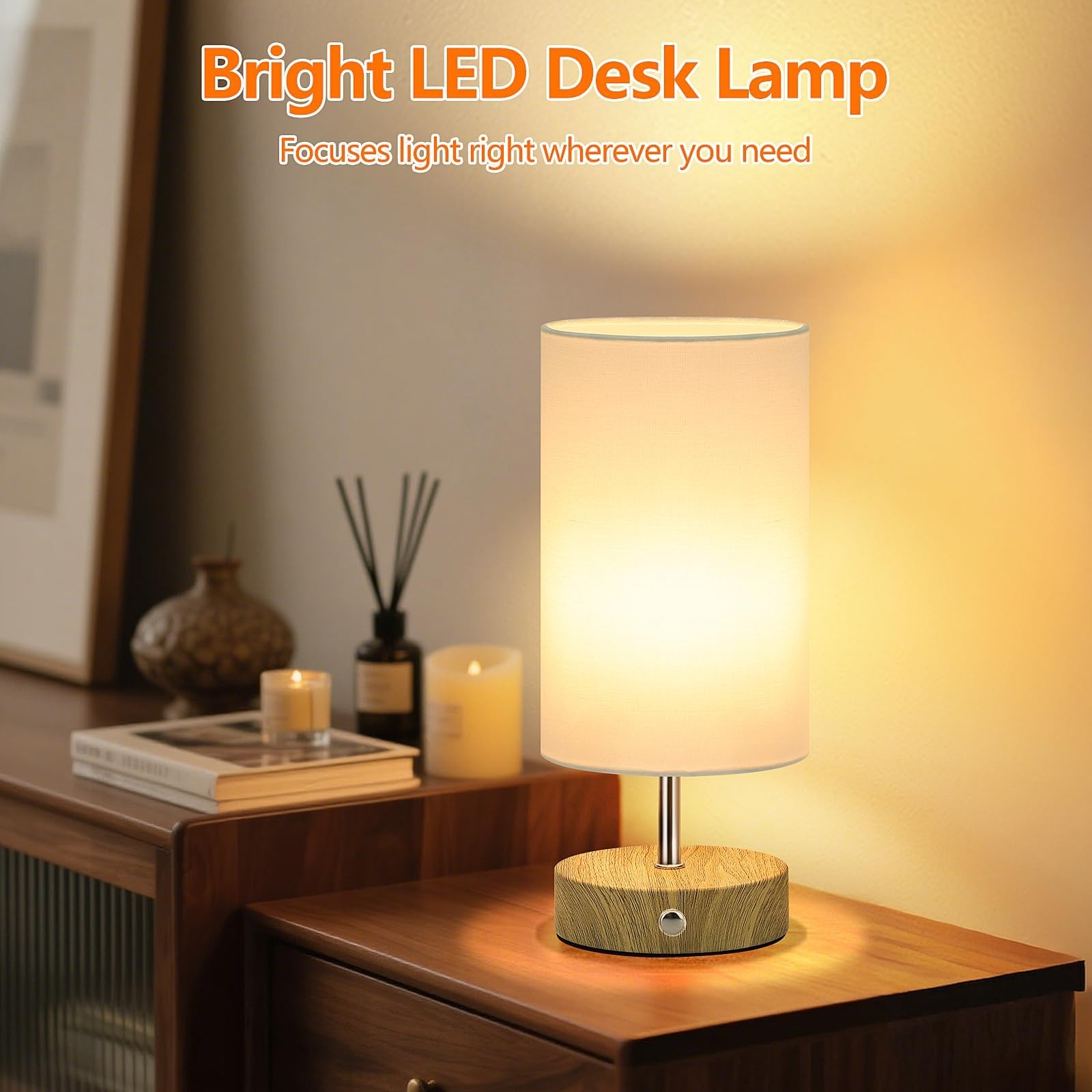 Cordless Table Lamp, Rechargeable 6000mAh Battery Operated Bedside Lamp, Port...
