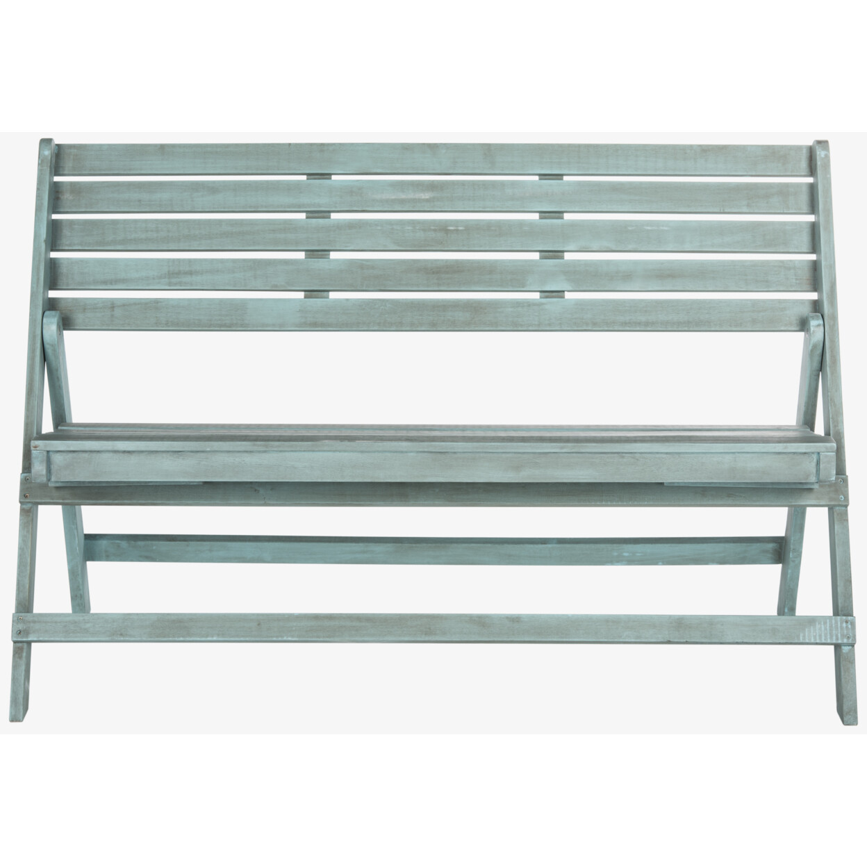 SAFAVIEH Outdoor Collection Luca Folding Bench | Beach House Blue |