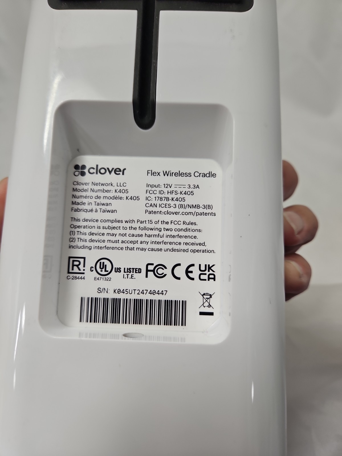 Clover Flex Wireless Handheld POS System K405 W/ Cradle- Tested