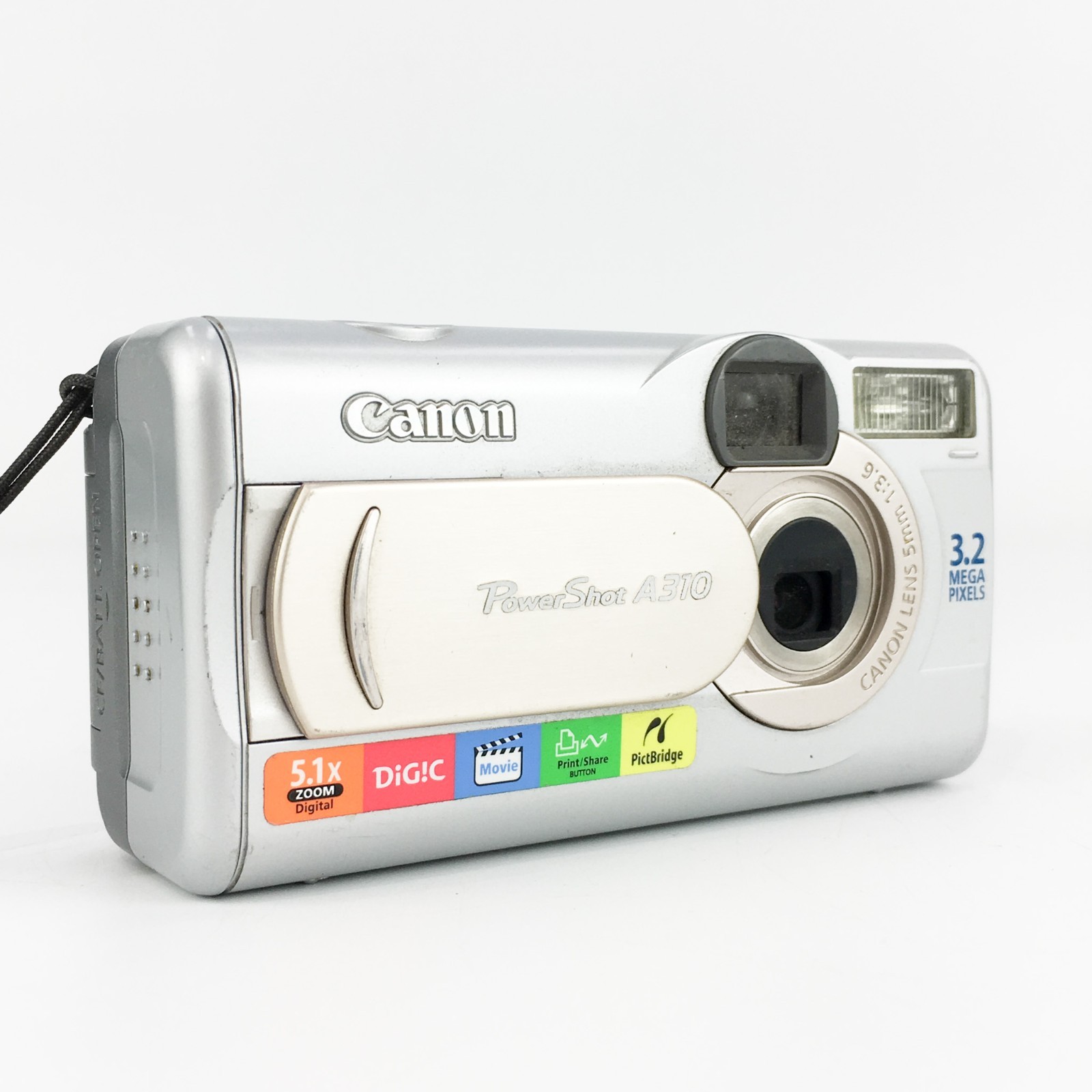 Canon PowerShot A310 3.2MP Compact Digital Camera Silver Tested Working