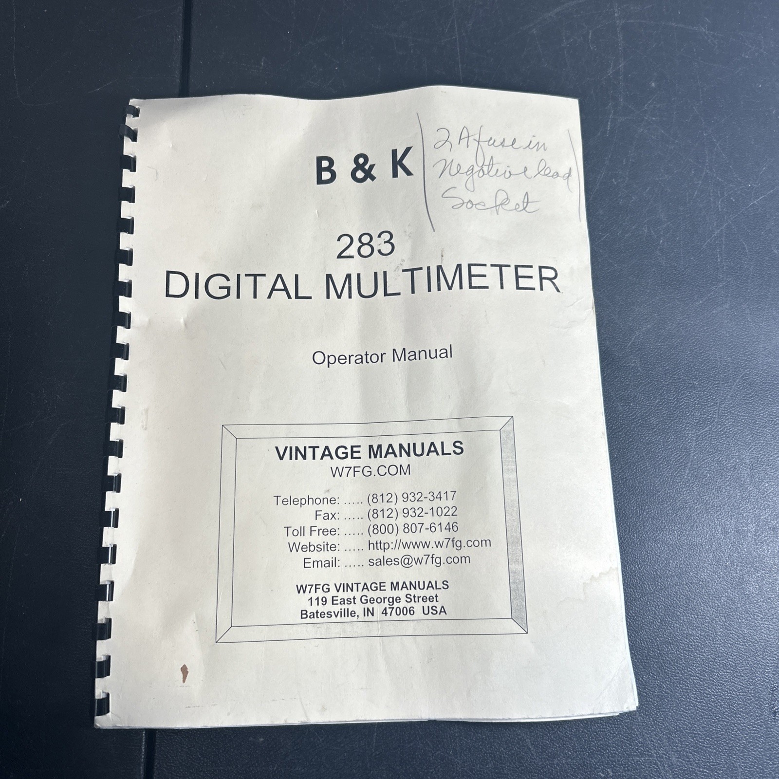 BK precision 283 Digital Multimeter Instruction Operating Guide Manual