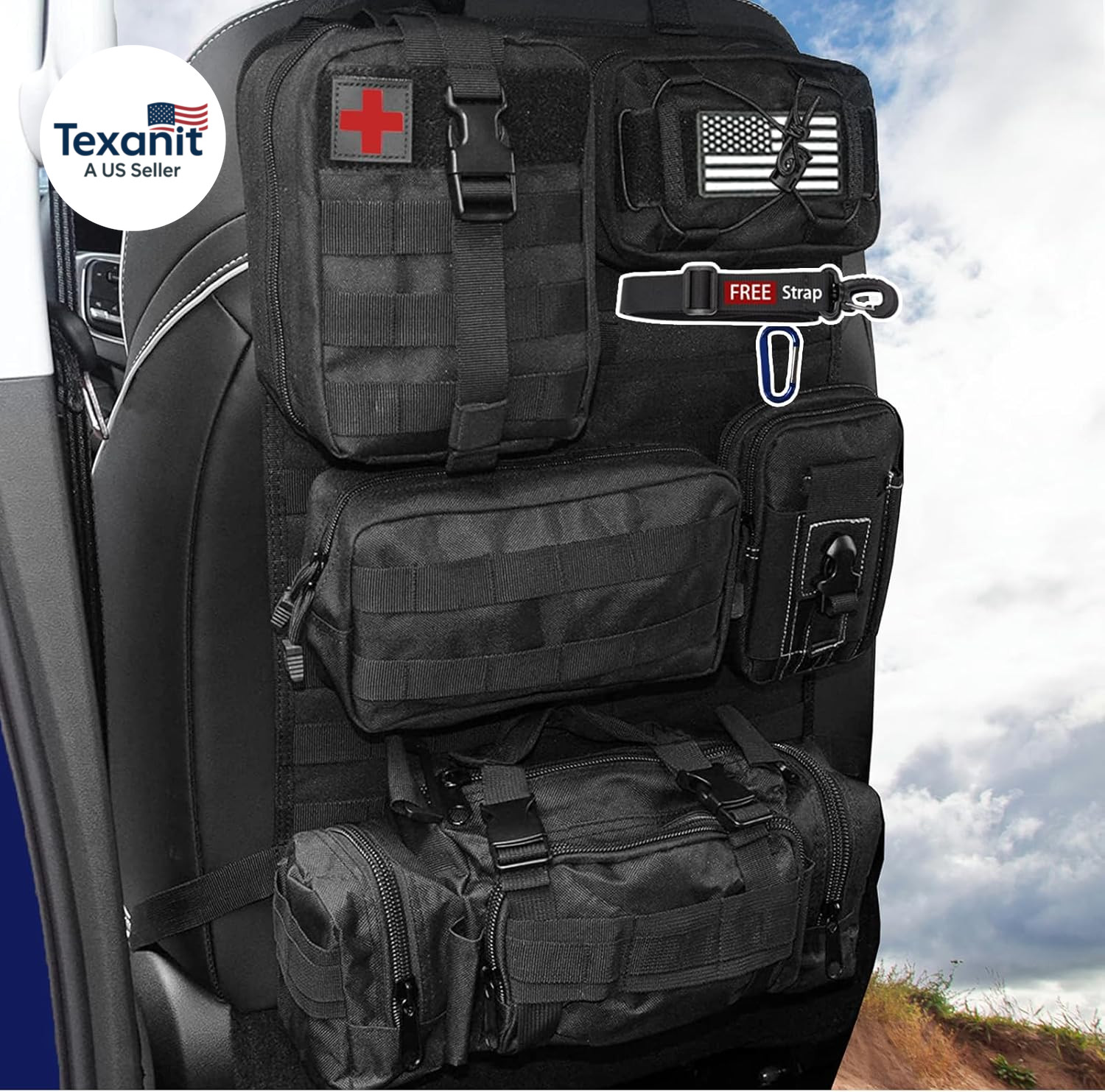 6 Pack Tactical Molle Automotive Seat Back Organizer Tactical Vehicle Panel Orga