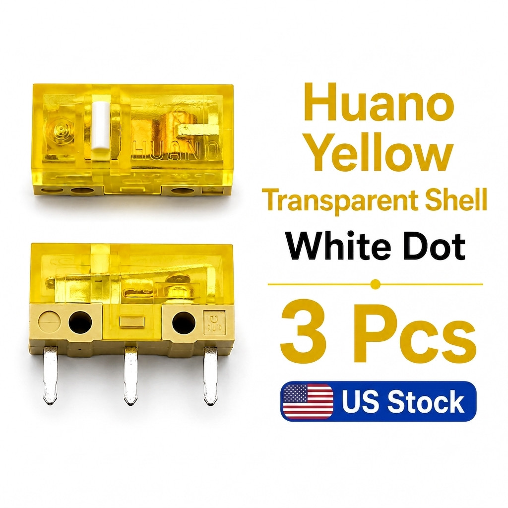 3 Pcs - Huano Transparent Yellow White DOT Mouse Micro Switch 120M Clicks repair