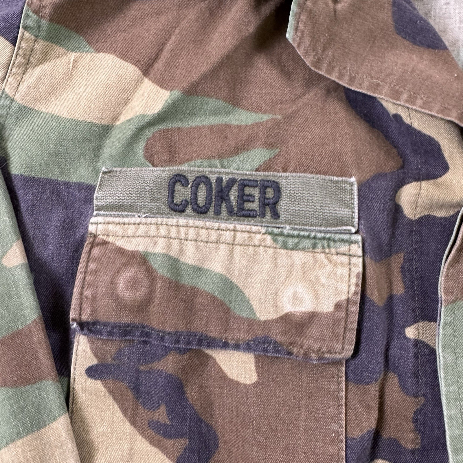 Vintage US Army Woodland BDU Jacket Airborne Infantry Officer COKER Large