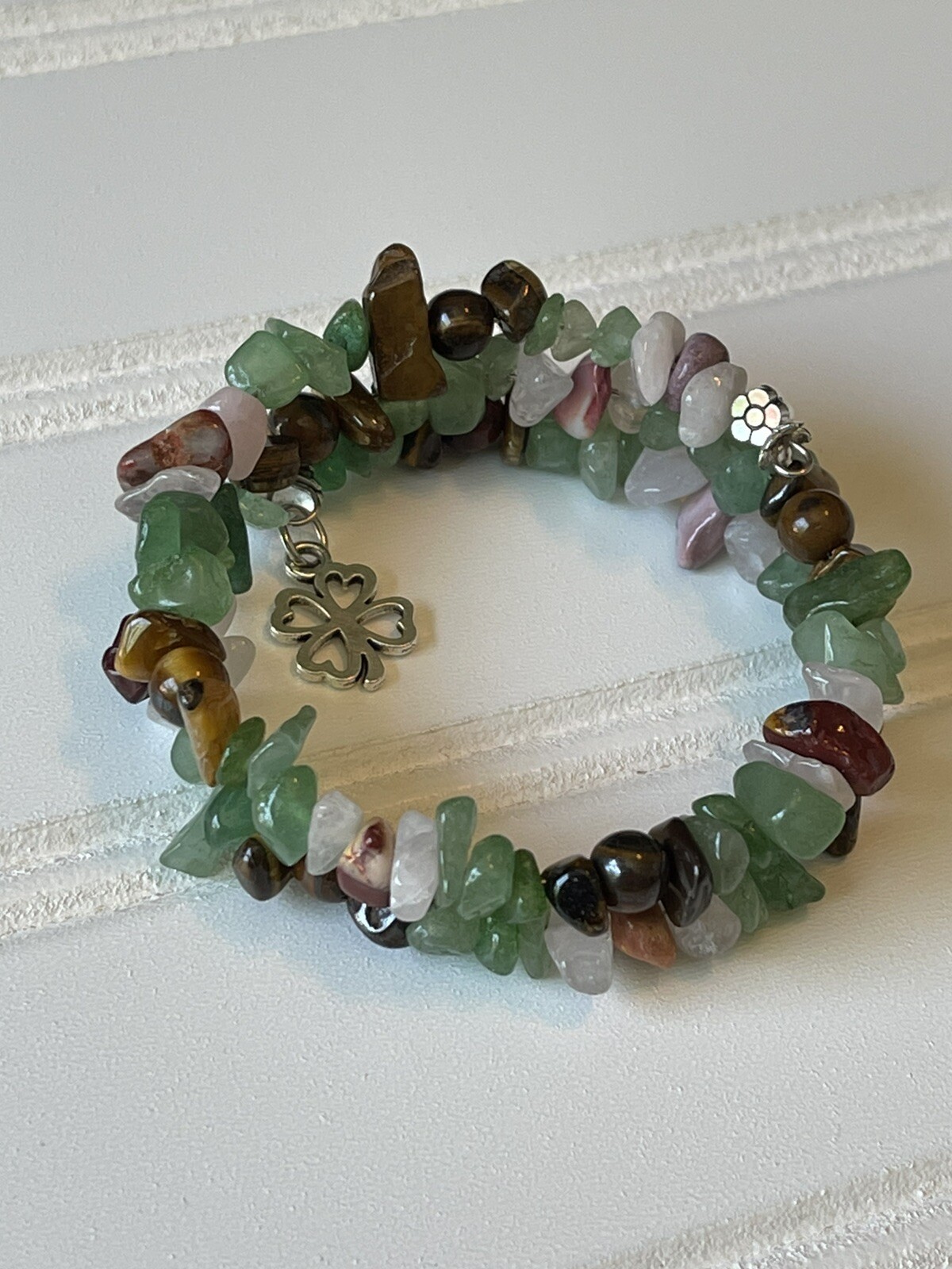 Wrap Bracelet handmade stone beads circumference 6.28 Inches