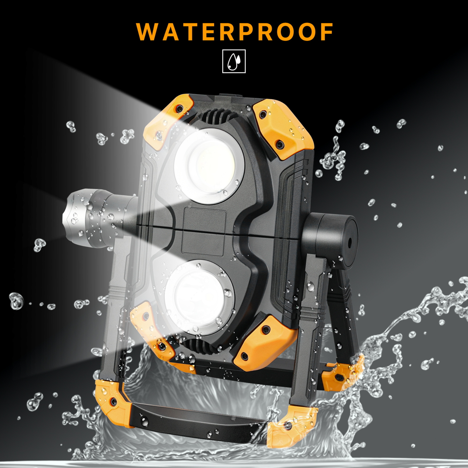 Waterproof Rechargeable Work Lights 360° Rotating Stand COB Flood Camp Light