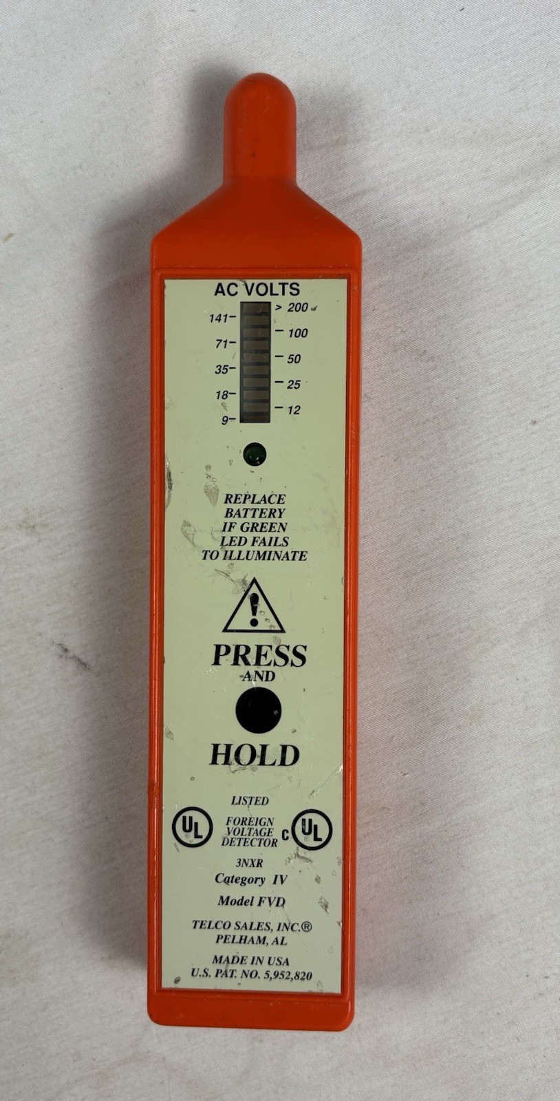 Telco Sales FVD Voltage Detector AC,TESTED AND WORKING, TOOL ONLY (CJL006034)