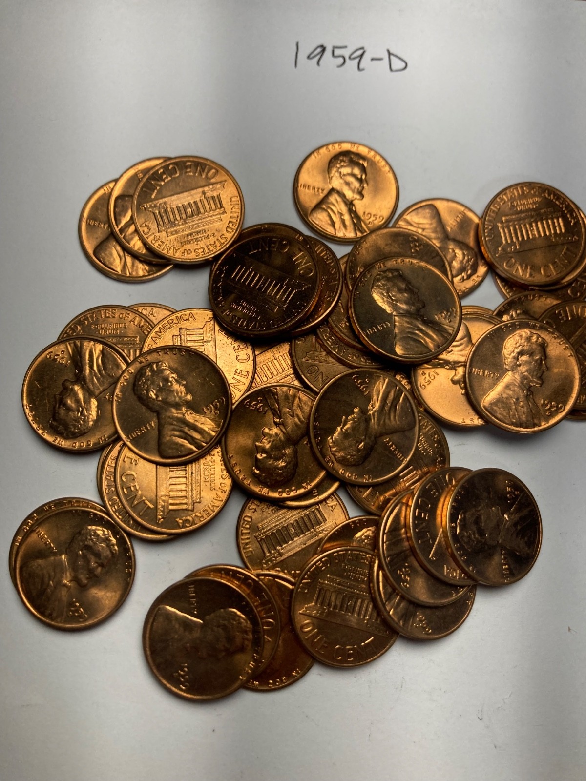 1959-D "BU"  LINCOLN MEMORIAL CENT PENNY ROLL  50 COINS