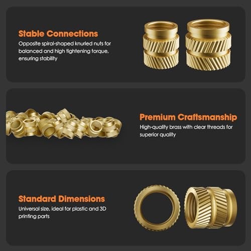 M3 Heat-Set Threaded Inserts with Insert Tip, Heat Set M3 x D5 x L4(100pcs)