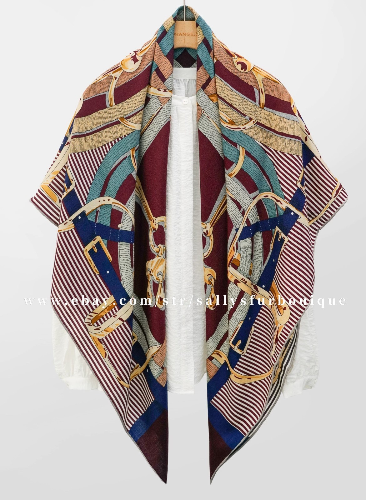 Sallys 70% Cashmere 30% Silk Wrap Scarf Belts Print Double Face Square Shawl 53"
