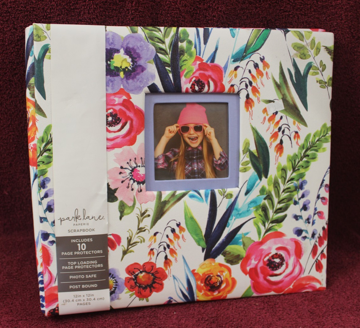 Park Lane Post Bound Scrapbook Album 12 x 12- 10 Page Protectors- Multi Floral