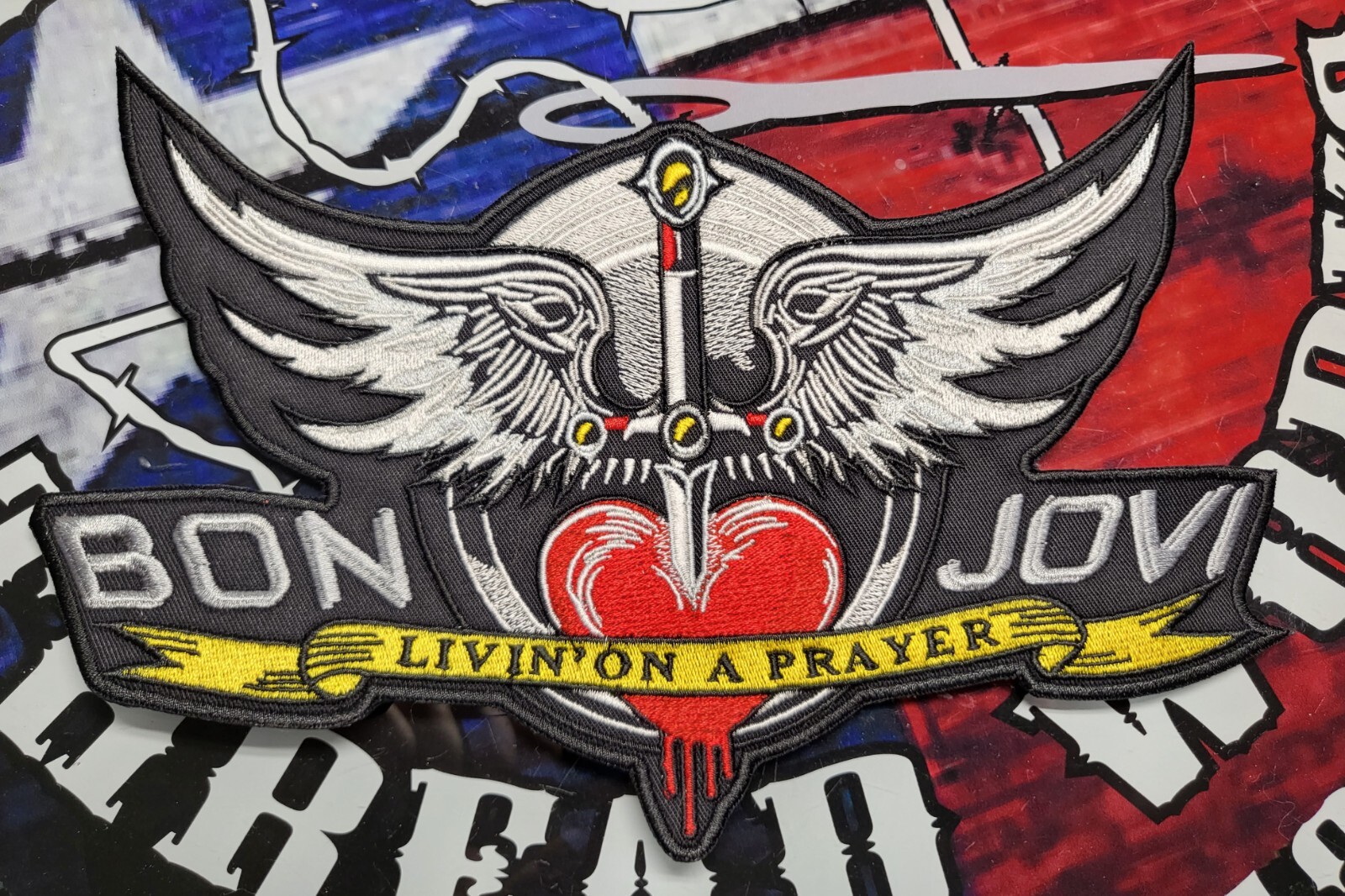 LARGE EMBROIDERED BON JOVI BACK PATCH (Made To Order)