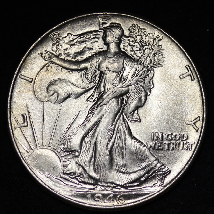 1946 Walking Liberty SILVER Half Dollar CHOICE GEM BU E328 AEM