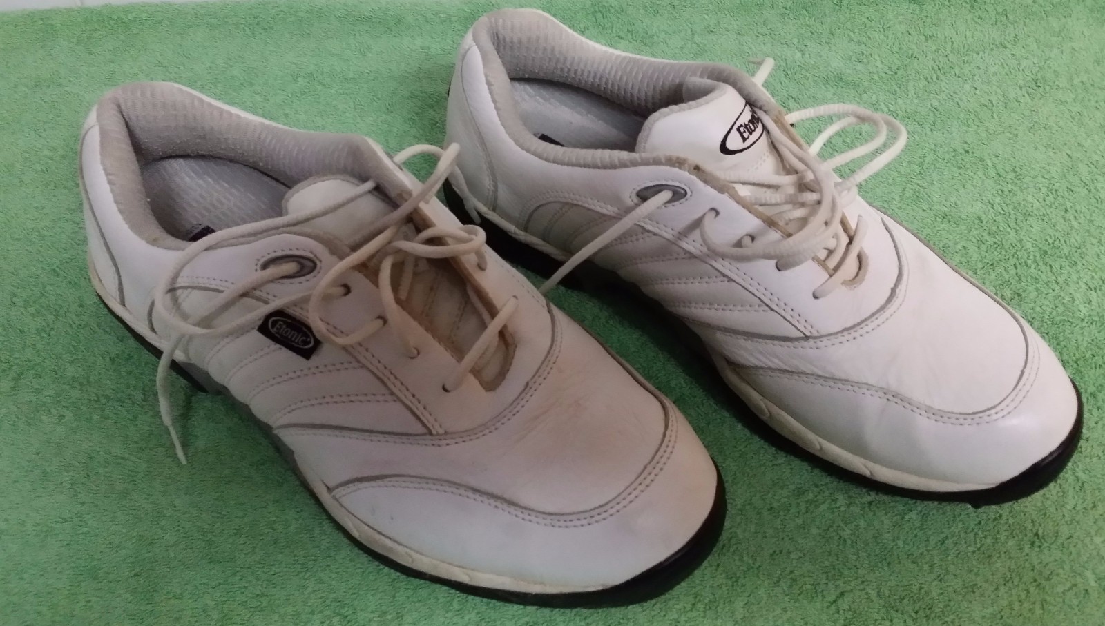 Etonic Mens Comfort  Golf Shoes Size 11M  White Leather Uppers Sports  Laces