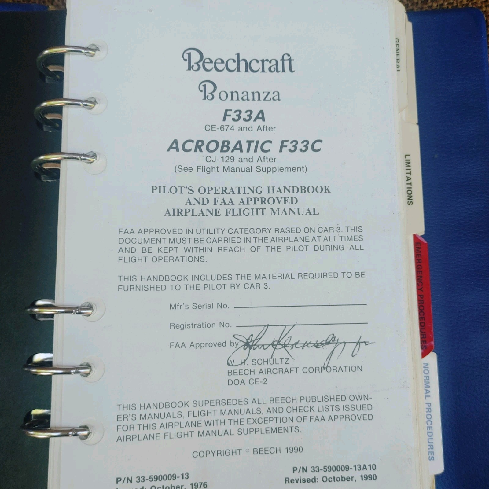 Beechcraft F33A & F33C Bonanza Pilot’s Operating Manual