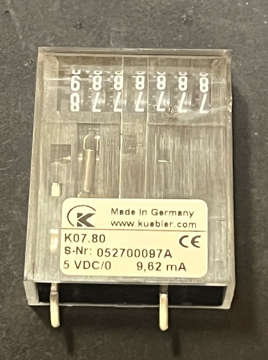 Kuebler K07.80 7-Digit Impulse Counter 5VDC 9.52mA PCB Mount Non-Resettable