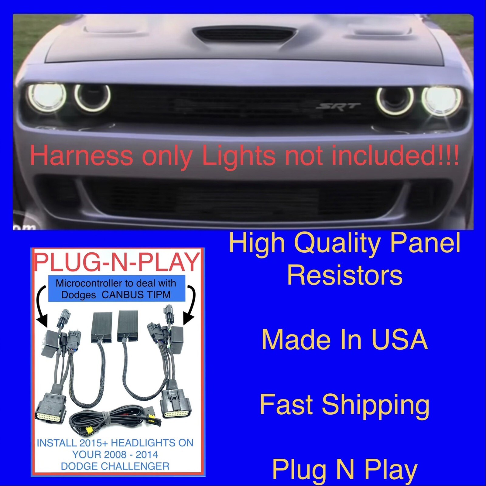 2010 - 2011 Dodge Challenger Headlight Conversion Harness Adapter to 2015-2023