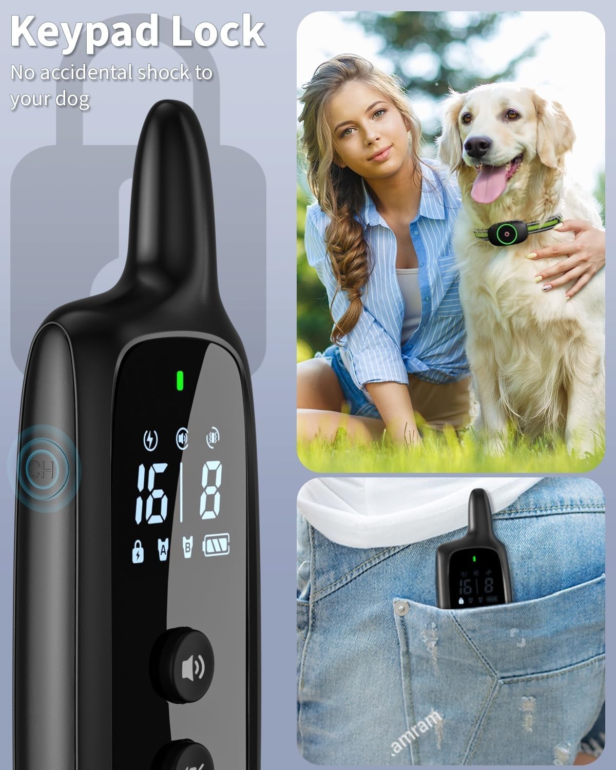 Woehraed 2PACK Dog Electric Training Collars Remote Waterproof E-Collar - White