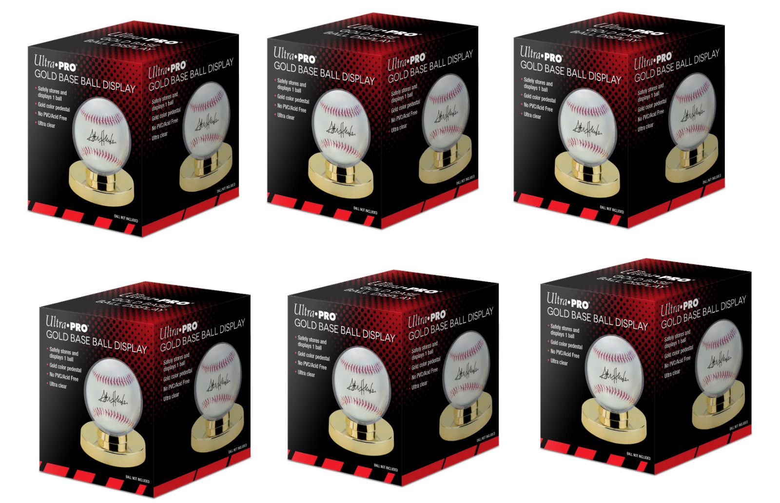 (Lot of 6) Ultra Pro Globe Baseball Holder Gold Pedestal Ball Display Case