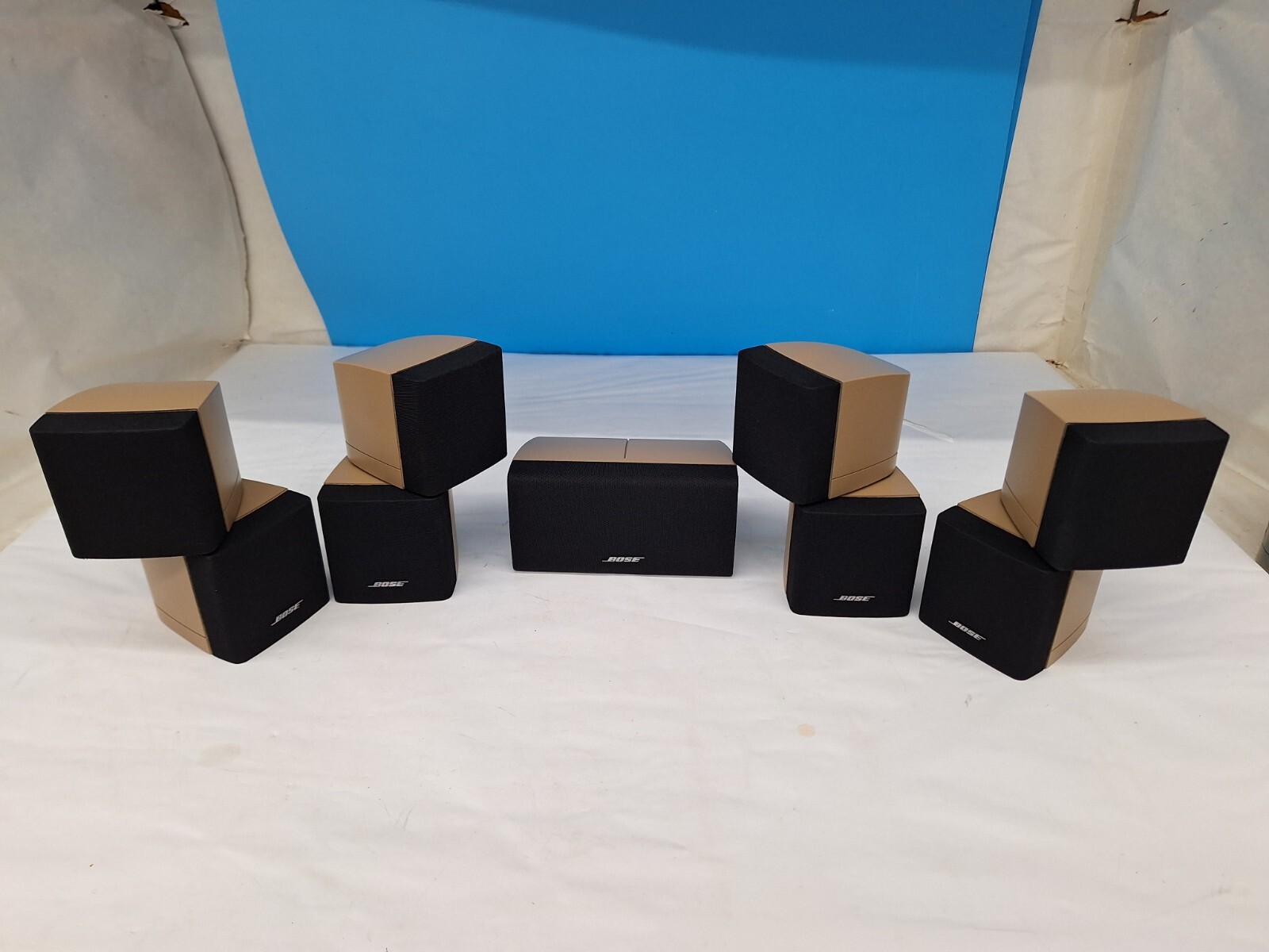5x Set Bose double cube speaker w Horizontal Center Tan/Brown