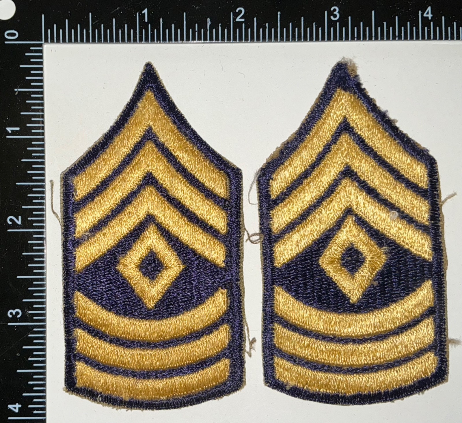 Post WWII Korean War SMALL SIZE 1st First Sergeant SGT CHEVRONS PAIR Patches