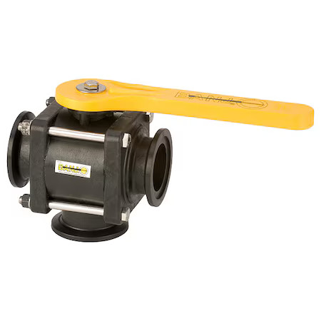 Banjo Mv220bl Manual 3-Way Ball Valve, 2", Polypro