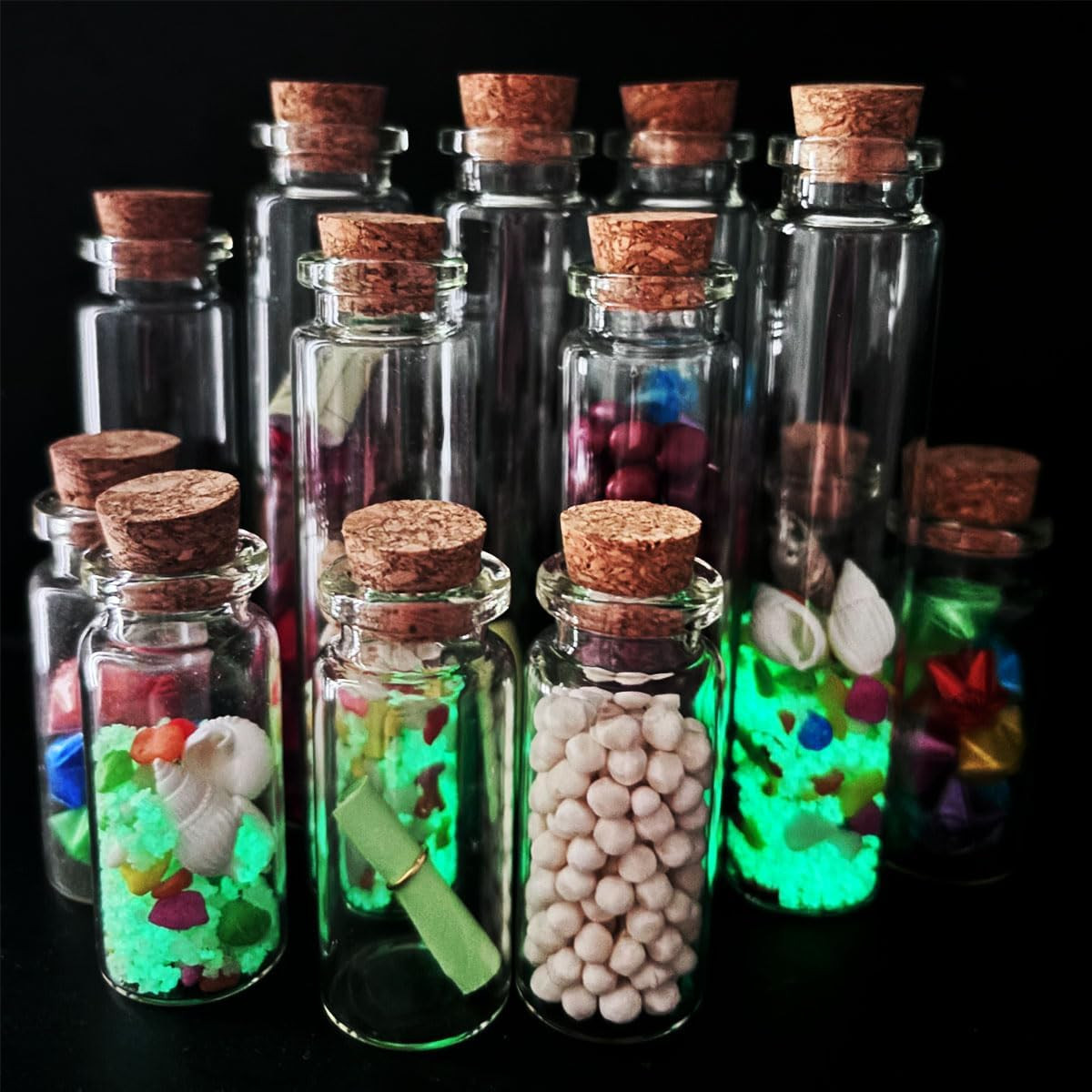 Mini Glass Bottles with Cork Stoppers, Small Jars with Cork Lids, Tiny Glass Bot