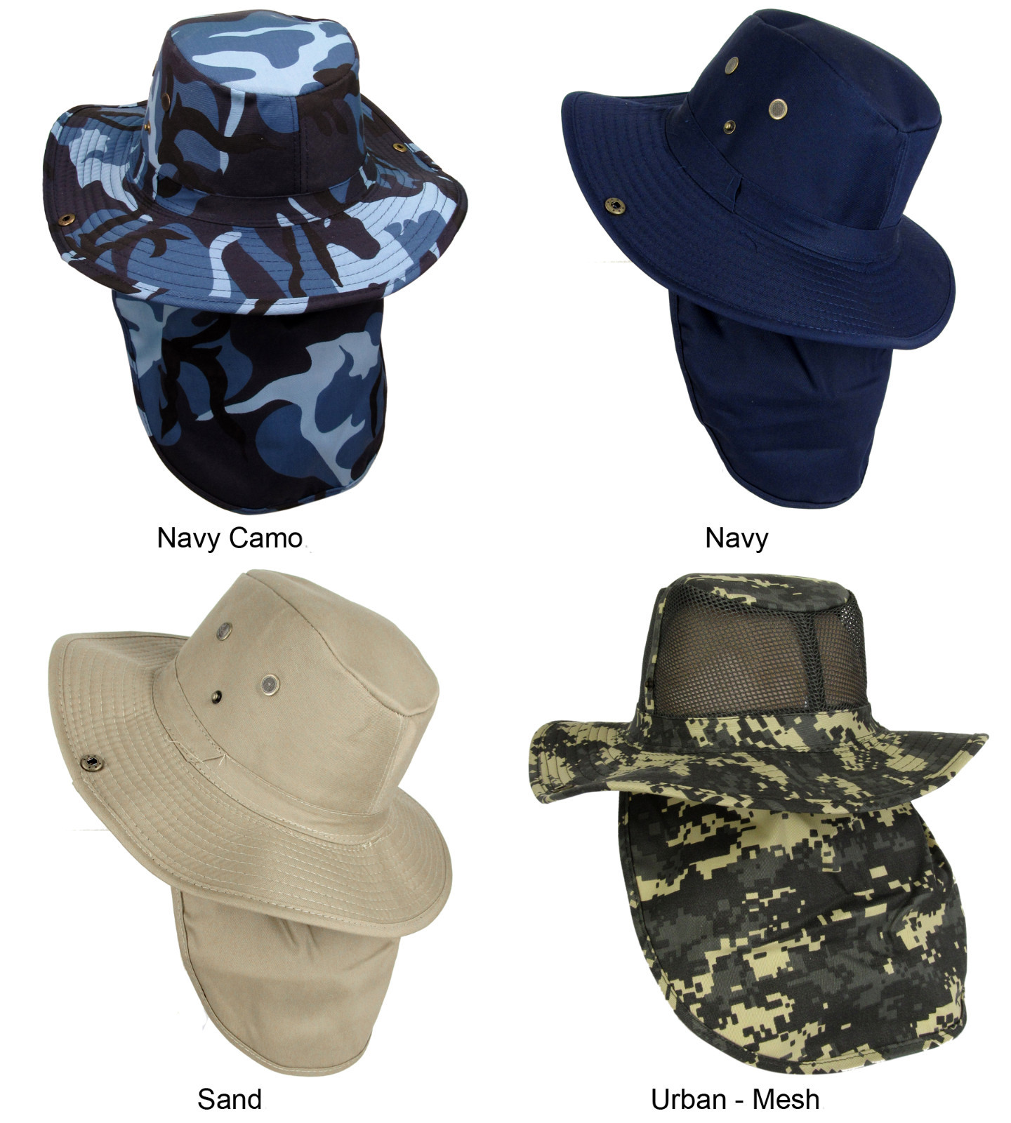Fedora Sun Hat Neck Flap Cover Wide Brim Mesh Fishing Military Hiking Bonnie
