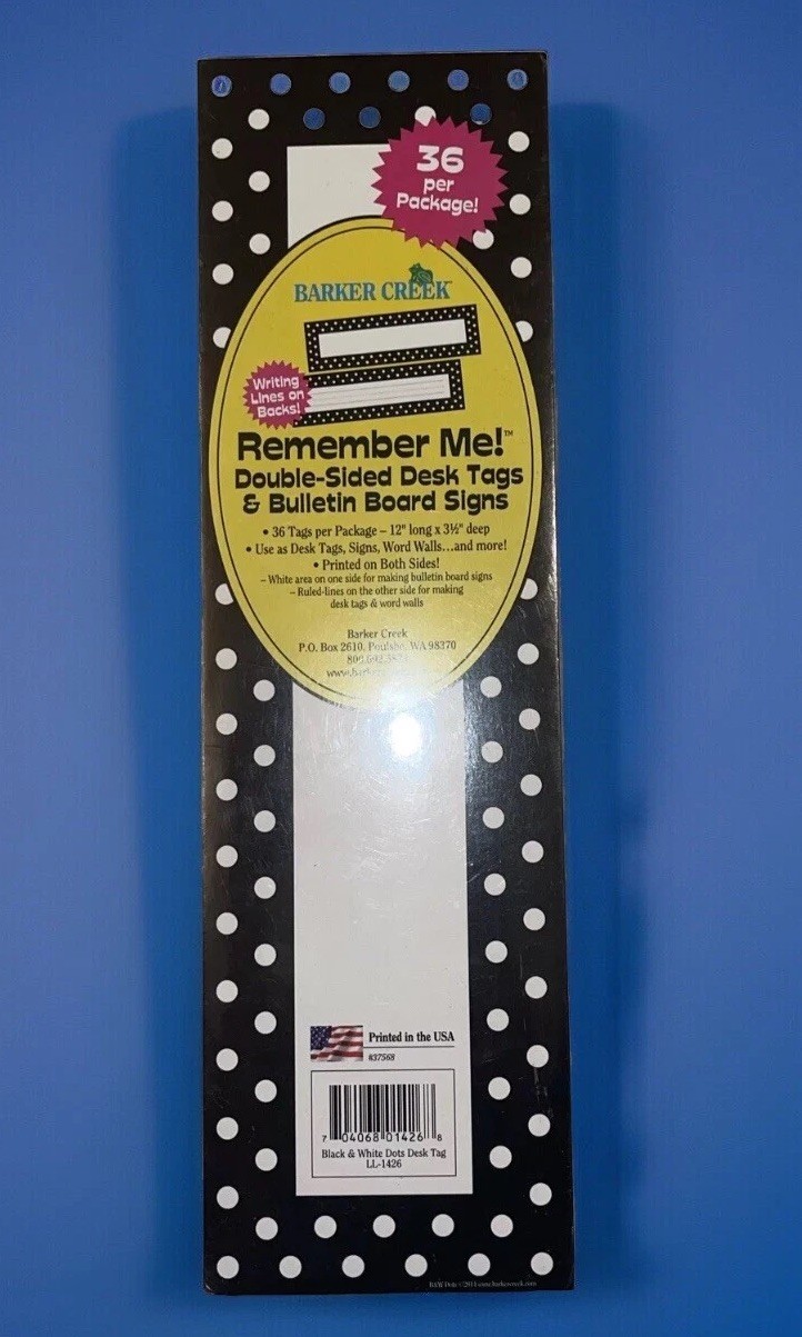 36ct Bulletin Board Signs Desk Name Tags Classroom Elementary School NEW