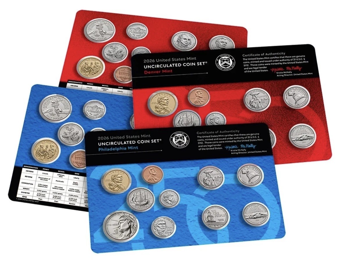 2026 P & D UNCIRCULATED MINT SET w/ dual-date CENT, SEALED BOX, Free shipping!