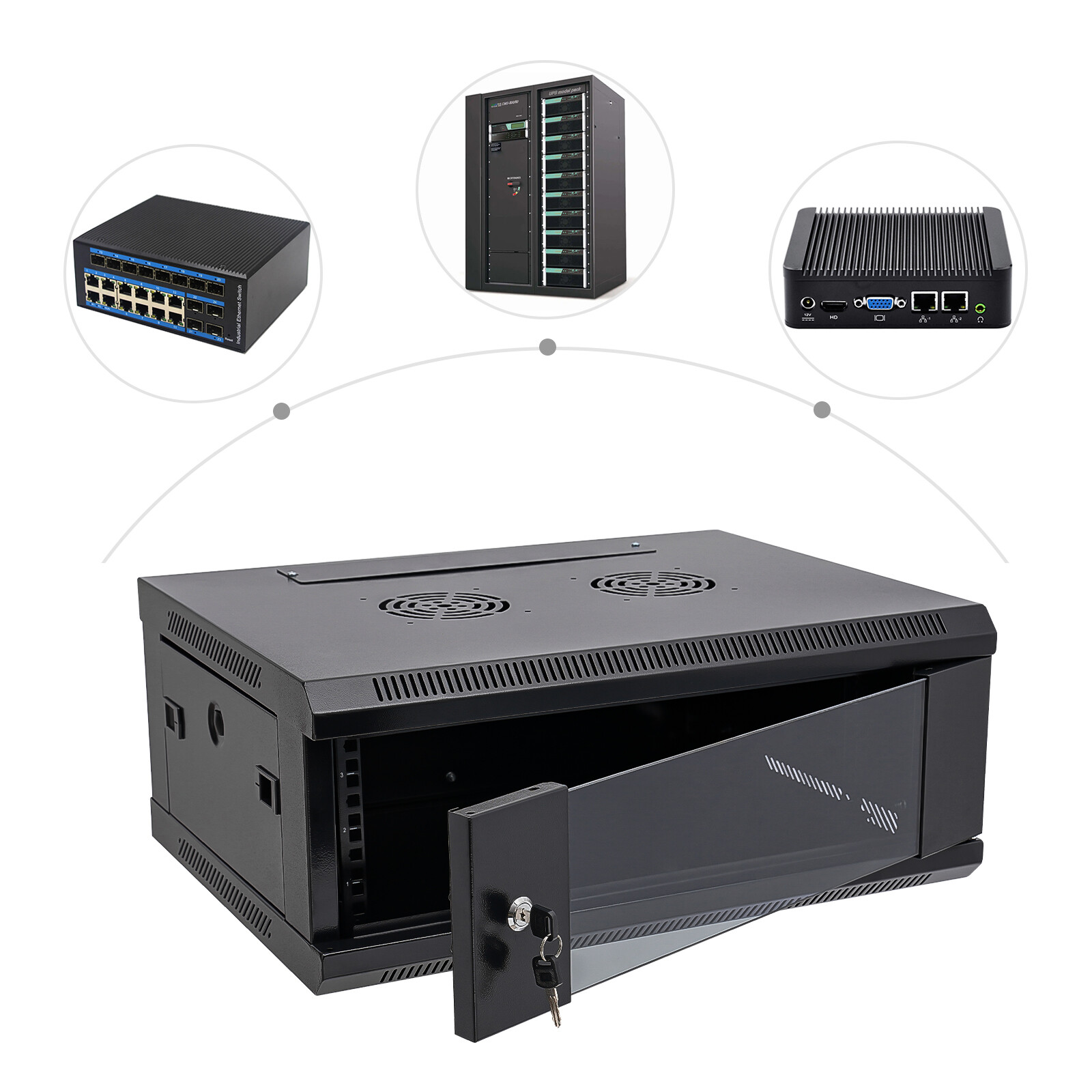 4U Server Cabinet Case Wall Mount Network Server Data Cabinet Enclosure Rack