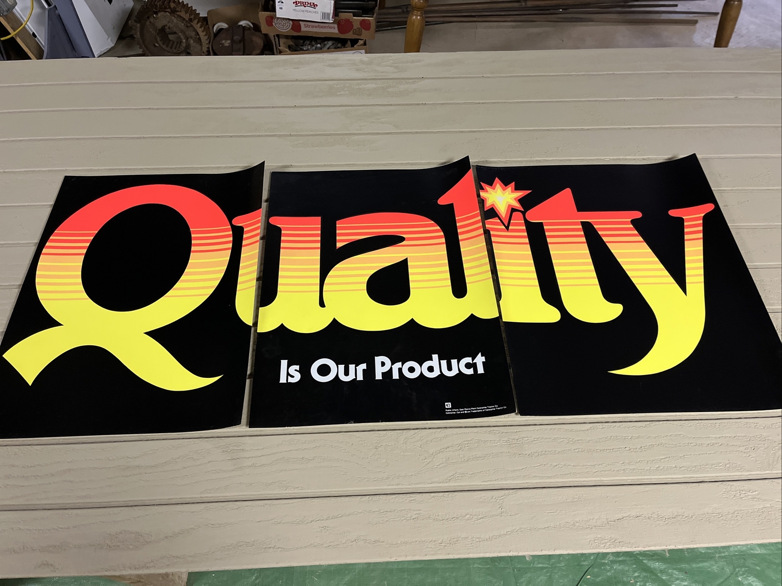 Vintage CAT Employee 3 Poster Sign - Quality Is Our Product Block C Logo