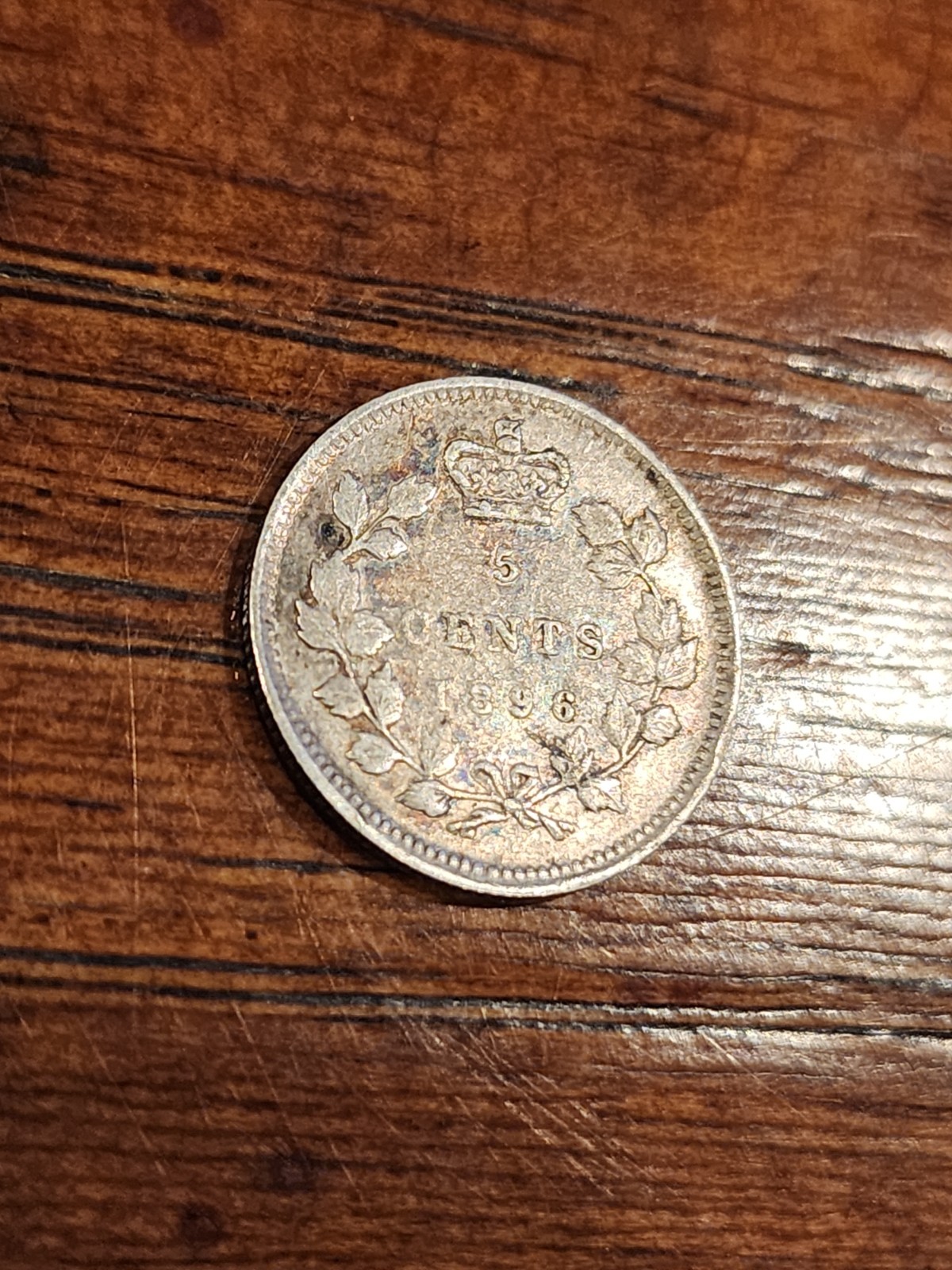 1896 Canada 5 Cents Silver Coin