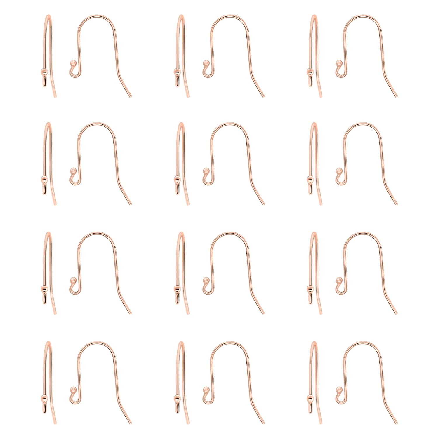 925 Rose Gold flashed Sterling Silver Ear Wires Ball End Earring Hooks for Dr...