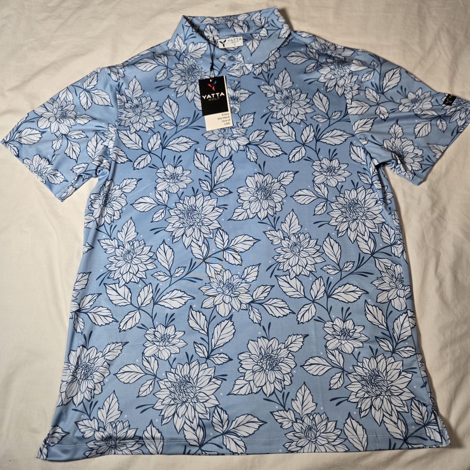 Yatta Golf  Polo Dahlia Blue Shirt Performance Moisture Wicking Large NWT
