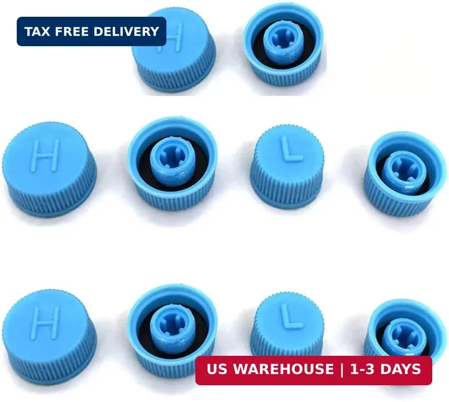 10 Pack Car A/C Valve Caps Replacement Leak-proof R134A Valve Core Screw Caps Hi