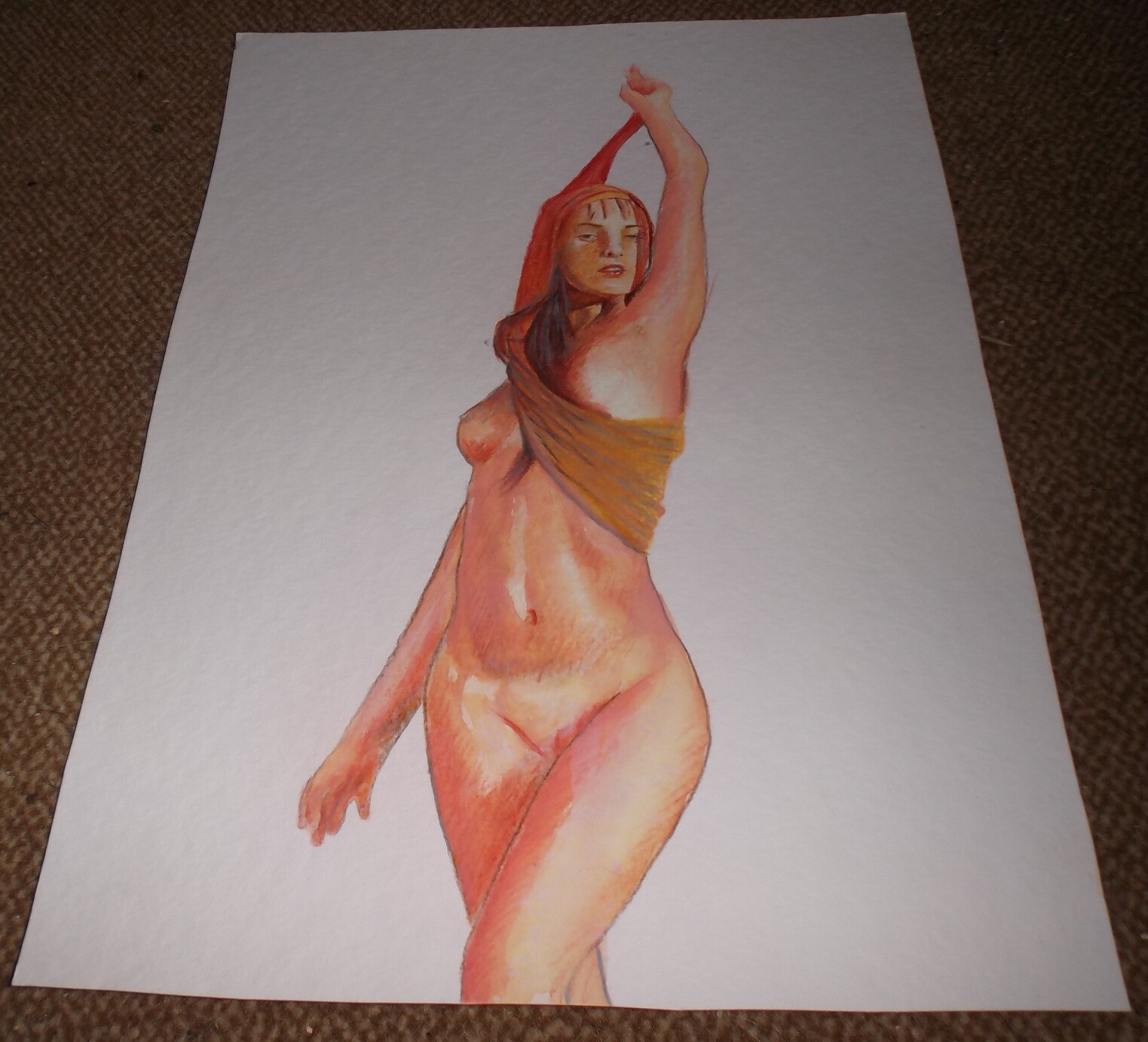 Original drawing nude erotic dancer