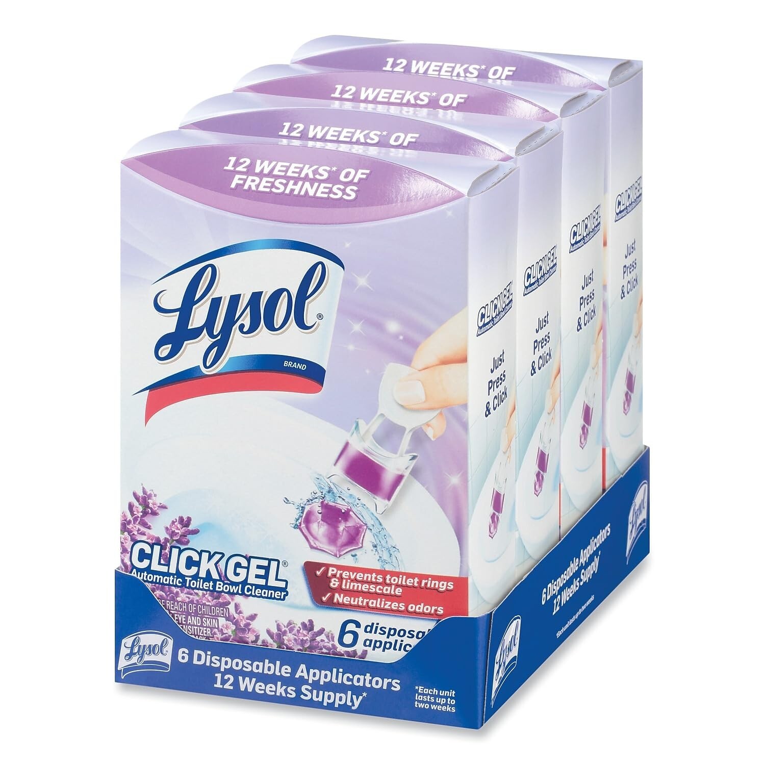 Lysol Click Gel Automatic Toilet Bowl Cleaner, Lavender Fields, 6 Applicators