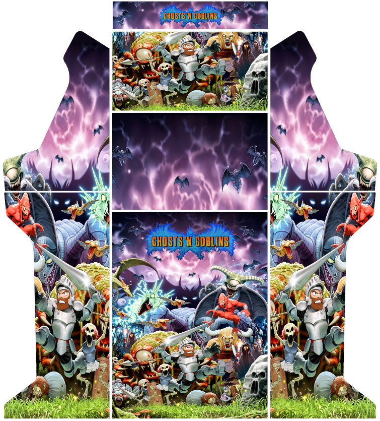 Grafica Bartop Cabinato Arcade Adesivi Pandora Box Ghosts and Goblins