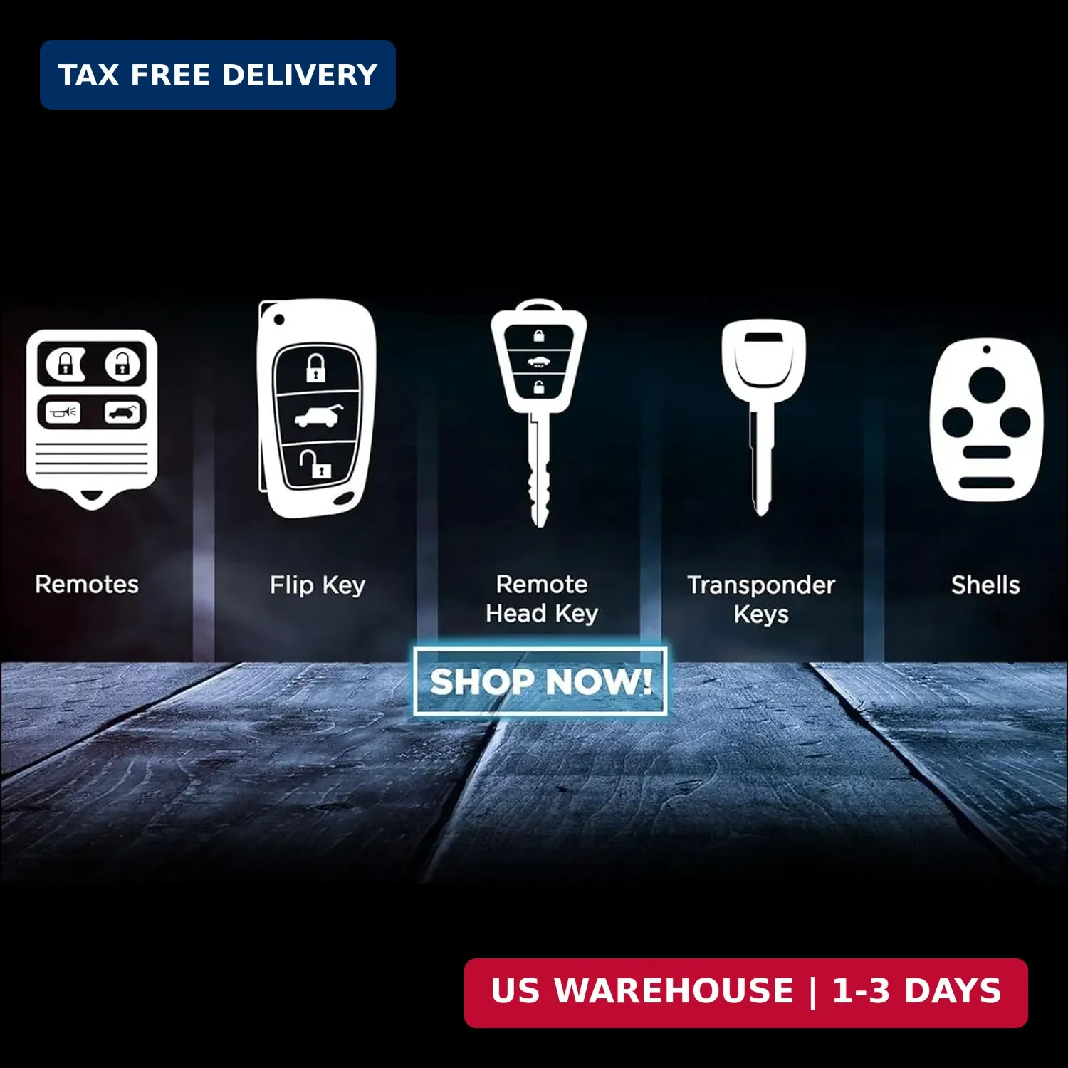 KeylessOption Replacement 4 Button Keyless Entry Remote Key Fob Shell Case and B