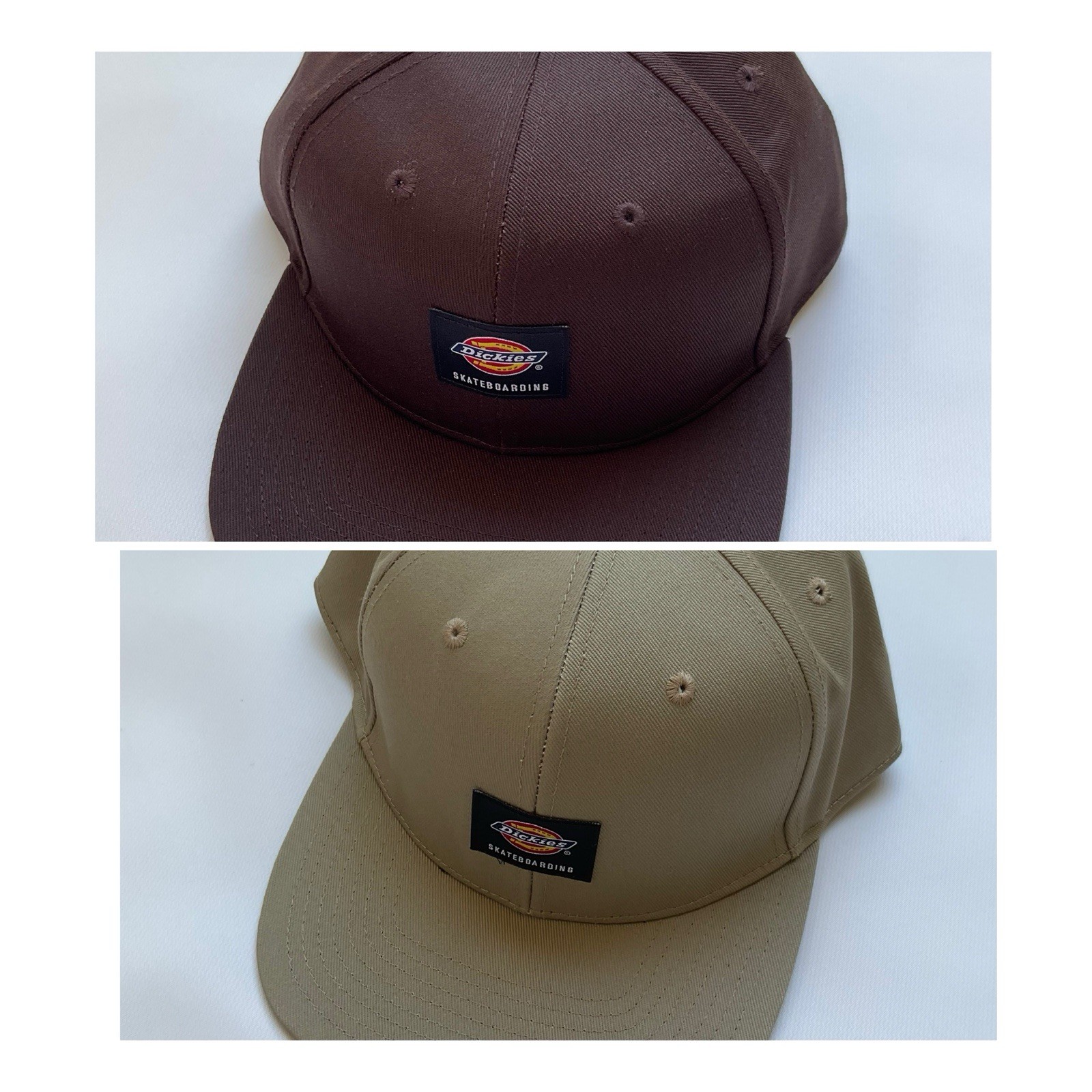 Dickies Skateboarding Flat Bill Cap Lot Of 2 Hats Khaki/Brown One Size