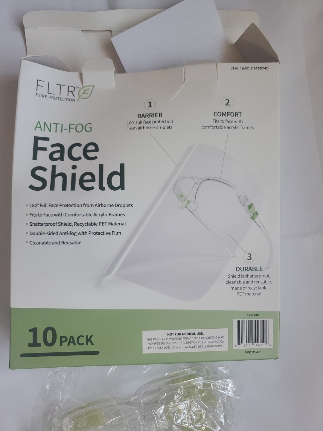 Anti Fog Face Face Shild 10 Pack