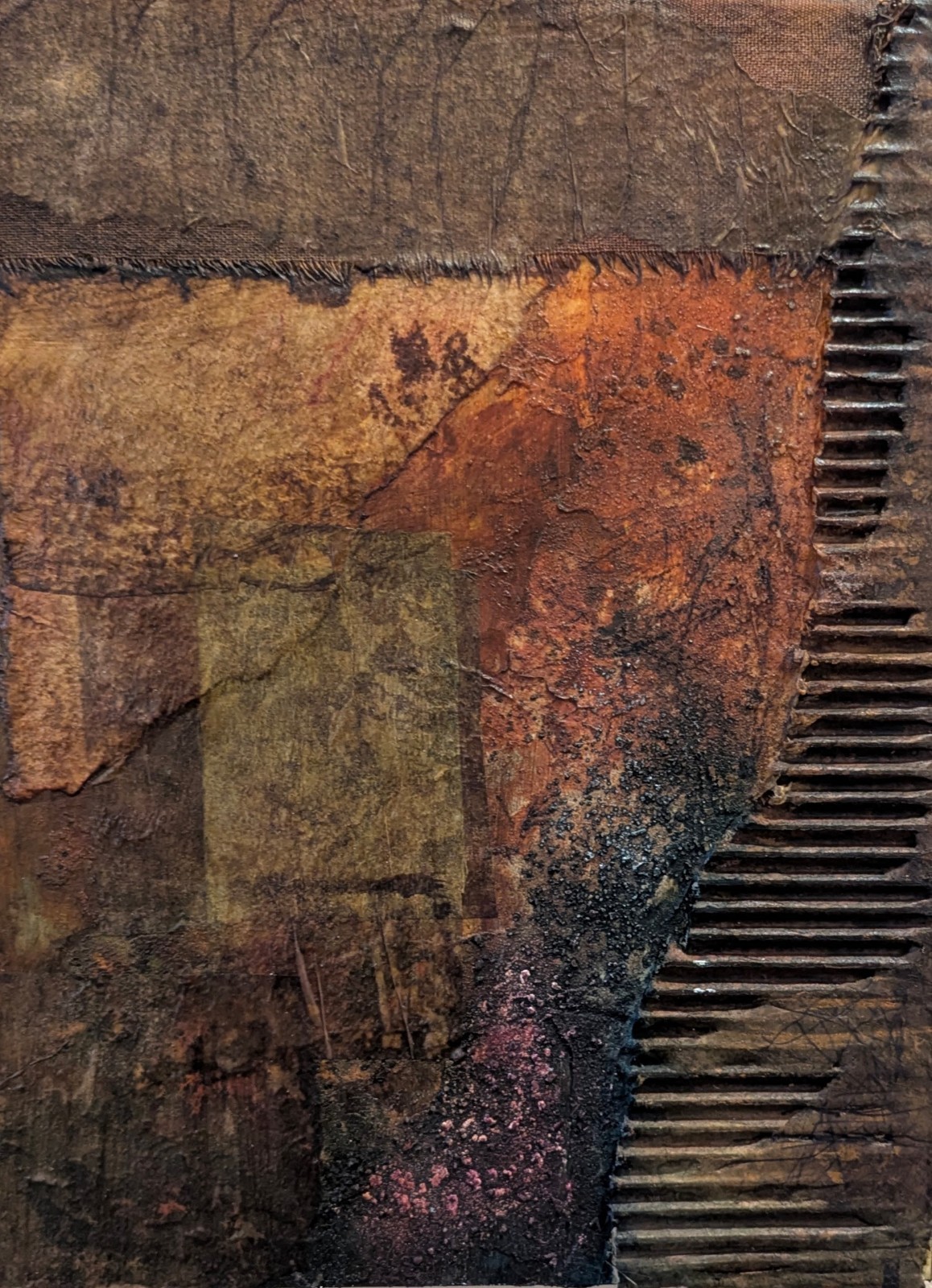 Original Collage Art on Wood Panel - One of a Kind - 9" x 12" - Paper/Fabrics