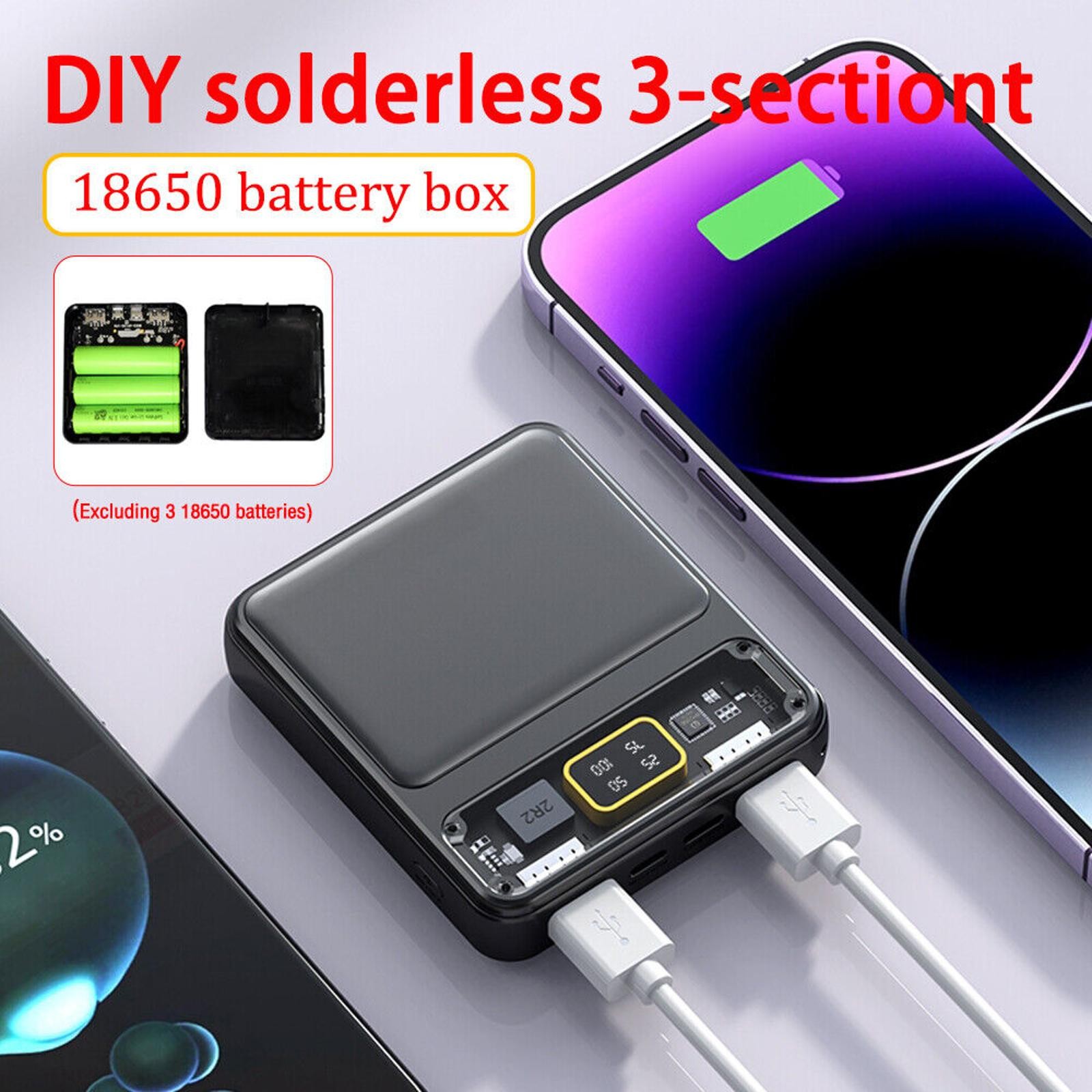 3x18650 Battery Charger Box Power Bank Holder DIY Shell Case Dual USB Shell