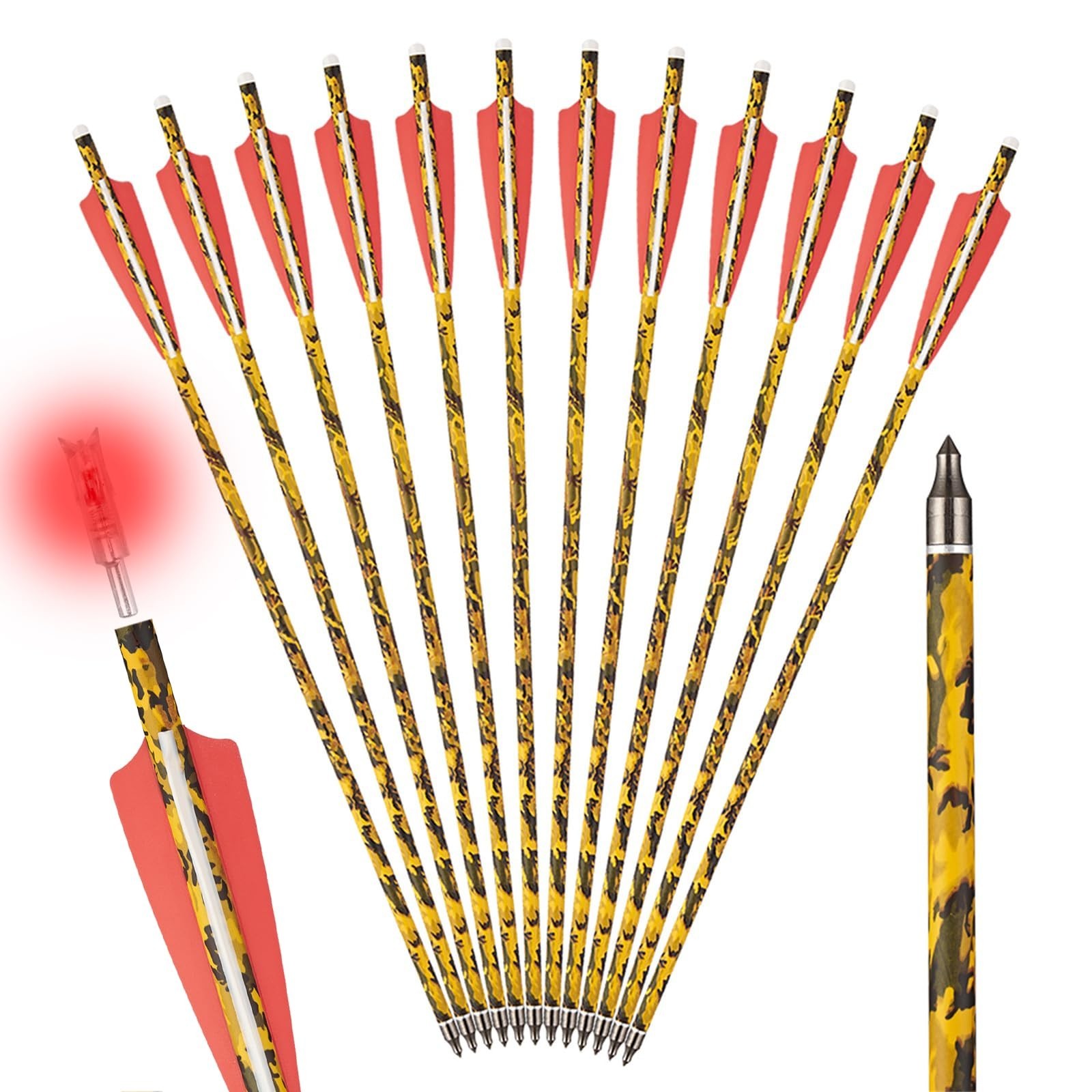 TOPARCHERY Crossbow Bolts 20 Inch（12pcs） with Lighted Nocks(6pcs),